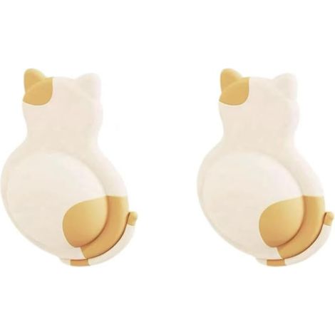 Lot de 2 butées de porte en silicone autocollantes en forme de chat, 14 mm d'épaisseur, pour poignées de porte, meubles et coins. (1/5)