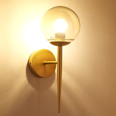 Nordique Moderne Or Verre One Piece Applique Salon Chambre Chevet Applique Murale Allée Couloir Décor À La Maison (Or) -13 24cm (1/2)