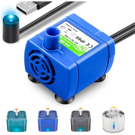 Pompe de Rechange pour Chat Fontaine à Eau Pompe pour Chat en Acier Inoxydable Ultra silencieuse avec LED USB (1/5)