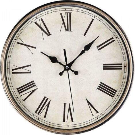 Horloge murale à quartz silencieuse moderne 30 cm à piles avec chiffres romains, pendules murales vintage, école (1/5)
