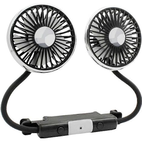 Autolüfter für die Rückbank, Doppelkopf-Autolüfter mit Schlauch und LED-Leuchten, tragbarer USB-Autolüfter, 3-stufiger Autolüfter (1/5)
