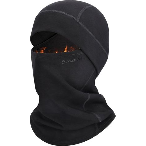Sturmhaube Modal-Wolle-Mix winddicht thermisch für Damen Herren Schwarz (1/5)