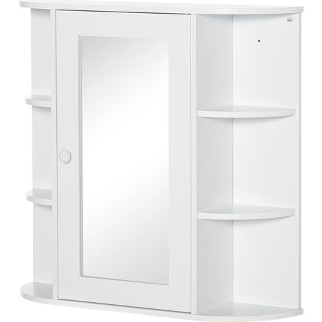 Armadietto a specchio da bagno sospeso 66x17x63 cm in MDF bianco - CHICFURN (1/5)