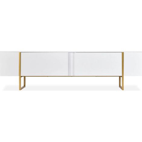 Meuble TV 2 portes "Valentin" 180cm Blanc & Or (1/5)