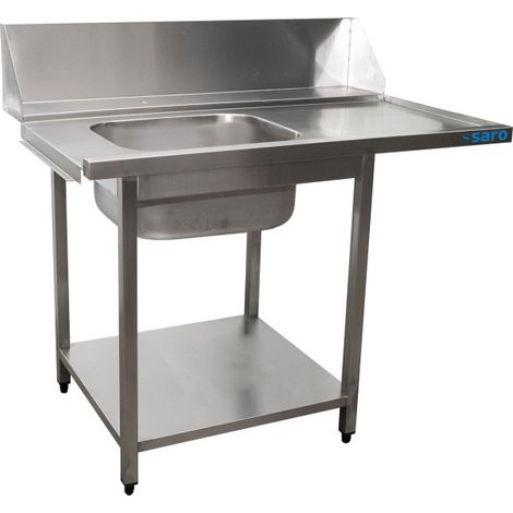 Table Lave-Vaisselle - 1200x821x786mm - 1 Bac Gauche - Guide Panier - Saro