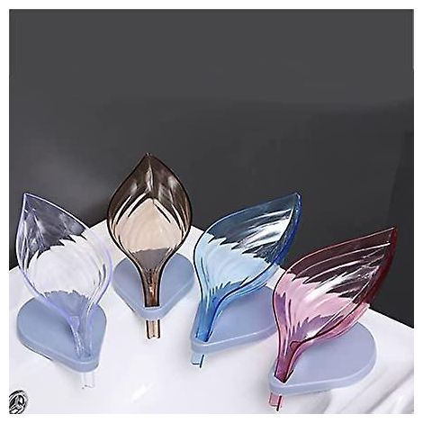 4 Pices Porte Savon En Forme De Feuille, Bote Savon De Drainage, Porte Savon Garde, Avec Trois Ventouses Fixes, Pour Douche, Salle De Bain, Cuisi (1/5)