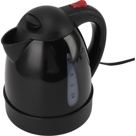 Bouilloire électrique portable 250 W pour voiture avec allume-cigare, idéale pour les voyages en voiture (camion, 24 V), chauffe-eau, thé, café, arrêt automatique, 1000 ml, noire. (1/5)