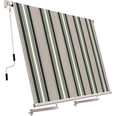 Tenda da Sole a Caduta con Bracci 245x245 cm Tessuto in Poliestere Riga Verde