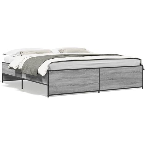 Maison Exclusive - Bettgestell Grau Sonoma 180x200 cm Holzwerksto