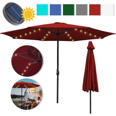 Hengda Ombrellone con LED, 350 x 350 cm, UPF 30+, ombrellone rotondo, funzione inclinazione, idrorepellente, rosso (1/5)