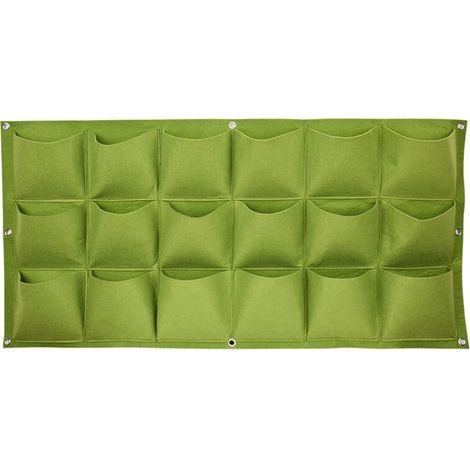 Pochettes de Culture Murales en Felt 18 Compartiments pour Plantes Verticales Jardinage Extérieur Intérieur (1/3)