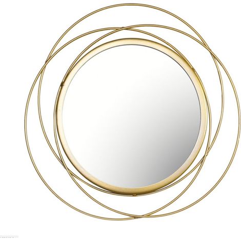 Specchio decorativo da parete dorato, specchio per il trucco con cornice geometrica in metallo, ideale come regalo di nozze, per il bagno e per la decorazione del bagno. (1/5)