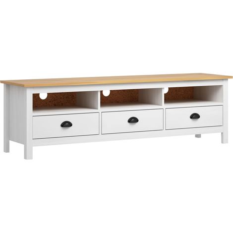 vidaXL Mobile Porta TV Hill Bianco 158x40x47 cm in Legno di Pino (1/5)