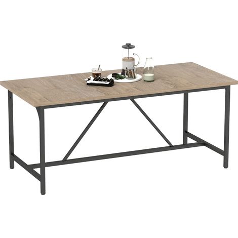 Table à manger pour 6 à 8 personnes. Table de cuisine rectangulaire moderne aspect bois, 180 x 80 x 75,5 cm, naturel. (1/5)