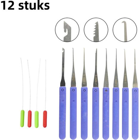 Kit de 12 outils d extraction pour clés cassées et corps étrangers adaptés au démontage de pièces et clés de voiture bleu (1/5)