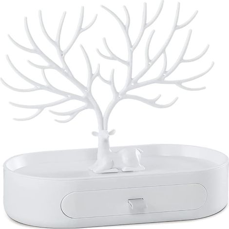 Présentoir à bijoux en bois de cerf, rangement pour colliers, porte-bijoux avec tiroirs, porte-boucles d'oreilles, présentoir à bracelets, arbre à bijoux, cadeau de Noël pour femme (1/5)