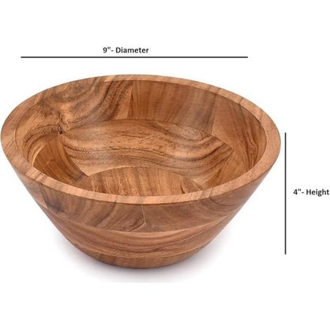 Acacia Wood Salad Bowl, Perfect for Salad, Vegetables Salad Bowl Decorative Centerpiece Absolute Beautiful with Your SALADIER (1/4)