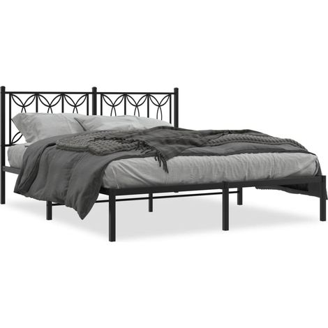 Maison Exclusive - Cadre de lit métal sans matelas avec tête de lit noir 150x200cm (1/5)