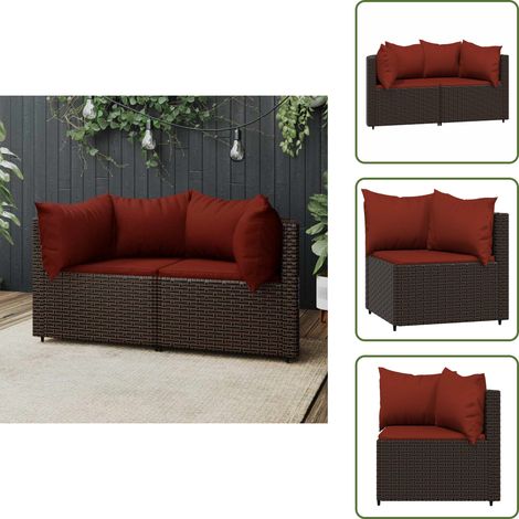 Canapés d'angle de jardin et coussins2pcs marron résine tressée - Canape De Jardin - Canapé Extérieur - Mobilier De Jardin - Meubles De Terrasse - Ensemble Canapé (1/5)