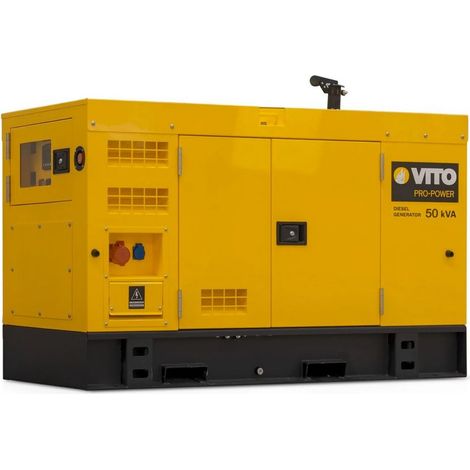 Vito – Groupe électrogène 50kVA Diesel triphasé et monophasé – Démarrage automatique AVR – Autonomie 10h – Silencieux 65 dB(A) à 7m