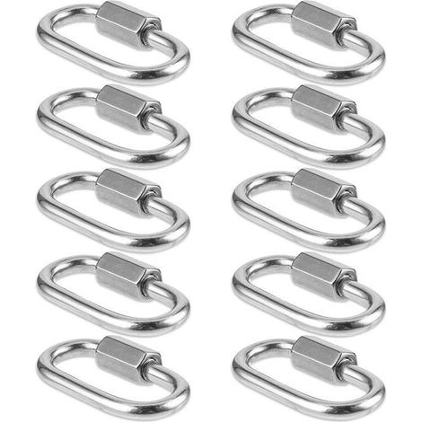 Online Store - Set of 10 small, sturdy M3.5 stainless steel carabiners with screws for camping, hiking, hammock (1/5)