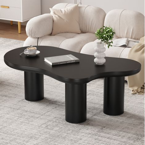 Wolkenförmiger Couchtisch 107 x 66 x 40,5 cm, MDF und PVC, schwarz HAVRYA (1/5)