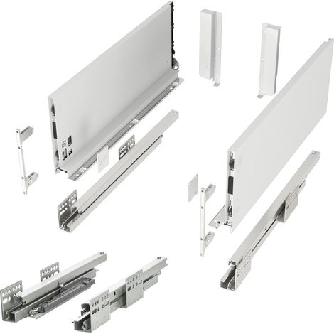 Schubladensystem JUNKER SLIM weiß H: 167 mm Push to Open bis 35 kg belastbar mit 13 mm schlanken Schubladenzargen - Nennlänge 300 mm