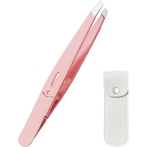 1 Pincette, Pointes Inclinées, Acier Inoxydable, Précision Sourcils, Poils Incarnés, Usage Facial