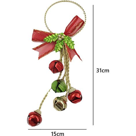 Cloche de Noël en métal avec nœud, décoration suspendue pour sapin et porte, pendentif de fête (1/2)