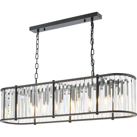 Dar Kiran Suspension Kiran à 7 barres lumineuses, noir satiné et cristal (1/5)