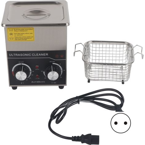 Nettoyeur ultrasonique 2L réglable par bouton, acier inoxydable, chauffage industriel, machine de nettoyage, prise UE 220V (1/5)