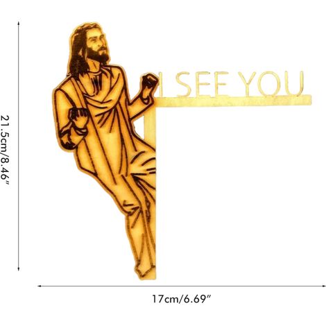 2 pièces décoration d'angle de porte en bois Jésus I See You, signe d'angle gauche et droit pour encadrement de porte (1/3)