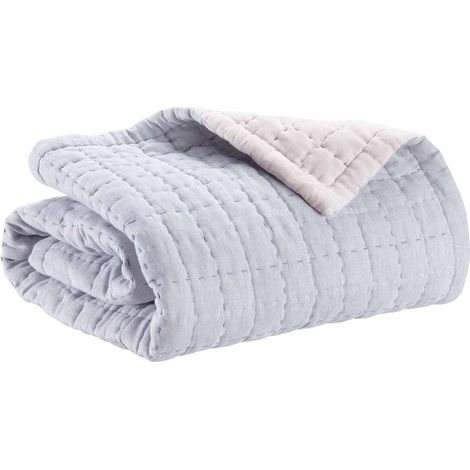 VIVARAISE - Jeté de lit Cambra - 180 x 260 cm - Coton et polyester - Couleur Tempête