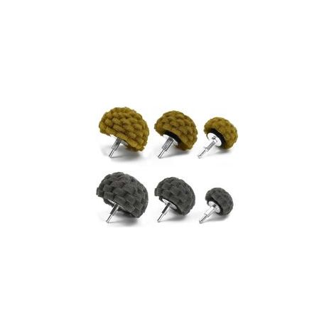 Lot de 6 forets de ponçage en non-tissé gris et jaune, tête de ponçage pour brossage, éponge à récurer moulée avec poignée de 1/4" pour collecteur, aluminium, acier inoxydable, chrome