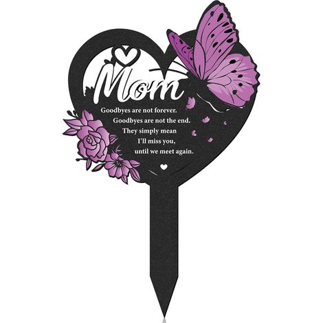 Piquets funéraires commémoratifs - 1 pièce - Décorations de cimetière en métal en forme de cœur pour une mère - Cadeau de condoléances pour le jardin (1/5)