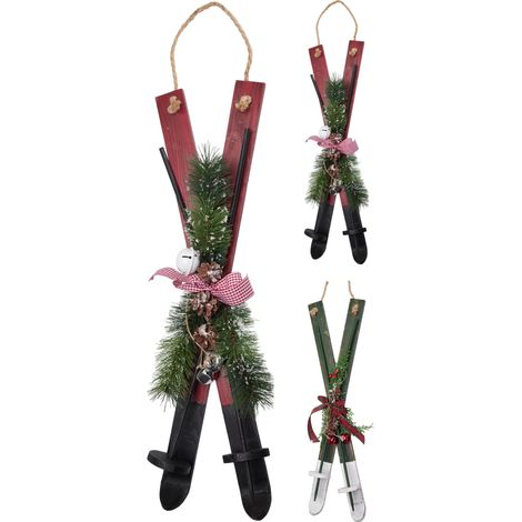 Pendente natalizio con sci in legno 60 cm modello assortito PERAGA CHRISTMAS