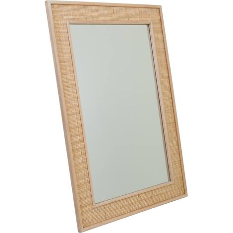 Espejo de madera y rejilla marrón 70x2.5x100 (1/5)