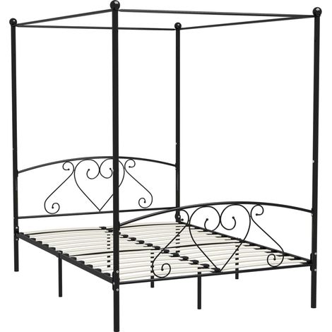 Maison Exclusive - Cadre de lit sans matelas avec baldaquin noir 140x200 cm métal