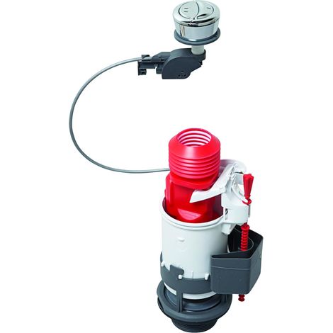 Mécanisme chasse d'eau wc double chasse avec bouton poussoir à câble MW2, gris (1/5)