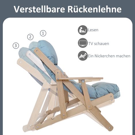 Fauteuil inclinable réglable, dossier ajustable, structure en hêtre massif, charge max 120 kg, gris clair (1/4)
