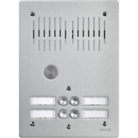 Interphone encastré AIPHONE Pa4B avec façade aluminium 4mm – 4 touches d'appel – Protection anti-vandalisme – SKU 100901