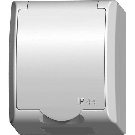 Prise simple + terre avec clapet blanc en saillie étanche IP44 Ospel Fala