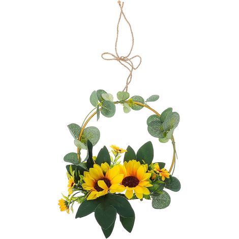 1 guirlande de tournesols artificiels en fer forgé, pendentif en forme de couronne de tournesol. (1/5)