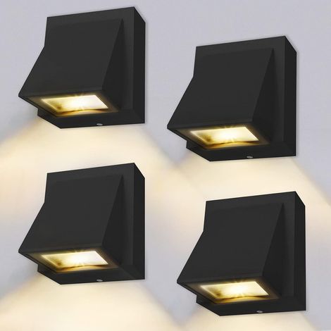 Set di quattro applique a LED da 8W, per uso interno/esterno - luce bianca calda 3000K - Per camere da letto, soggiorni e bagni - nero (1/5)