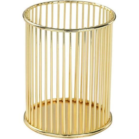 Porte-stylo en métal doré pour bureau, tasse de pinceaux de maquillage, porte-crayons, organisateur de bureau et de maison (1/5)