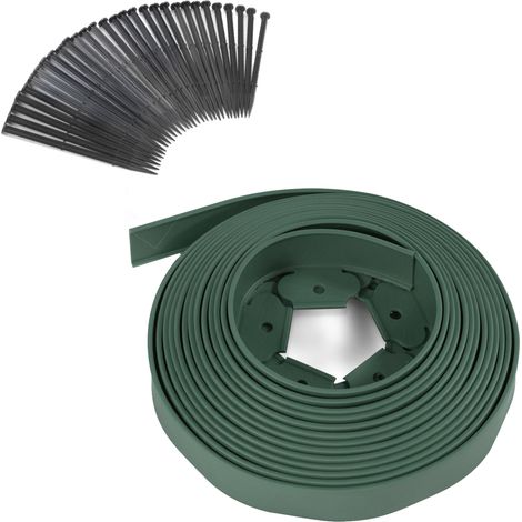 Idmarket – Bordure de jardin flexible 10 M en polyéthylène recyclé – Hauteur 5 cm – 30 piquets inclus – Résistante aux chocs et adaptable