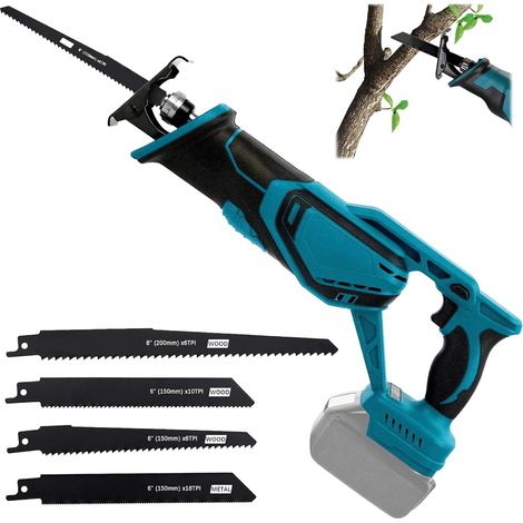 Cordless Reciprocating Saw for Makita 18 V Battery (without Battery), Reciprocating Saw with 4 Saw Blades, 3500 SPM Brushless Motor, Reciprocating Saws Ideal for Sawing with Wood/Steel (1/5)