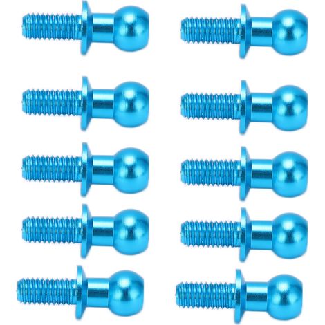 Lot de 10 biellettes de suspension à tête sphérique en métal (embouts d'amortisseur) pour voitures RC Tamiya TT01 et TT02 (bleu) (1/5)