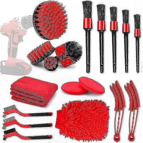 Kit de Nettoyage Auto 18 Pièces avec Brosses de Détailing et Adaptateur Perceuse pour Entretien Véhicule (1/5)