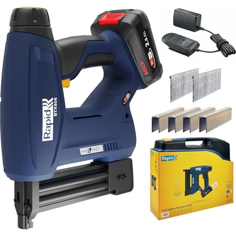 Rapid – Agrafeuse-cloueuse 18V 5001502 – Compatible agrafes n°606 12-25mm et clous n°8 15-30mm – Moteur Brushless – Coffret avec batterie et chargeur